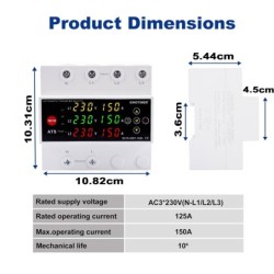 Comutator automat surse trifazat SINOTIMER SATS-936T-150A, 150A, 230/400V, ATS 3 surse (retea, invertor, generator), revenire L1